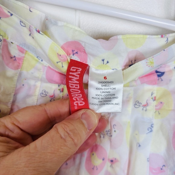 Vintage Gymboree Girls Sz‎ 6 Colorful Pastel Bird Print Skirt 2004 Cotton Lined - Picture 2 of 8